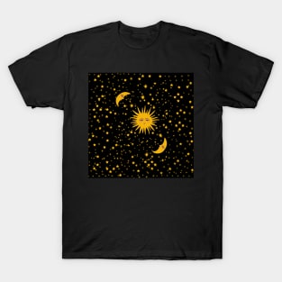 Celestial sun moon and lot of stars T-Shirt